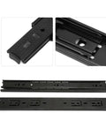 Heavy Duty Bottom Mounted Drawer Slides Runners Concealed Cabinet Hardware Built Tough glides with textured surface and mounting holes.