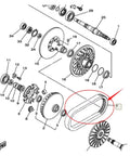 Premium V-Drive Belt For Yamaha T-Max500 And XP500 Motorbike Transmission Replacement Part shown in diagram view, highlighted details.
