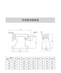 Solid Rig Four Axis Tailstock CNC Indexing Head With Manual Ejector Pin Set dimensions illustration for precise milling operations.