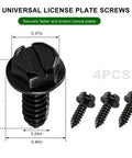 Built Tough Heavy Duty Steel License Plate Screws Rock Solid Security Kit For Cars Suvs And Trucks Self Tapping Fasteners black 4 pcs set