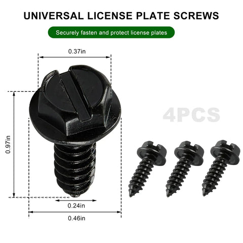 Built Tough Heavy Duty Steel License Plate Screws Rock Solid Security Kit For Cars Suvs And Trucks Self Tapping Fasteners black 4 pcs set