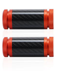 Two Dope 1.25 Inch Crash Bar Sliders End Caps With CNC Carbon Fiber Inlay Orange Rugged Aluminum Guard Caps on white background