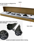 Open box showing Retractable Rolling Ladder Hardware Kit with foam cotton packaging, nylon wheel design, and solid wood ladder track system.