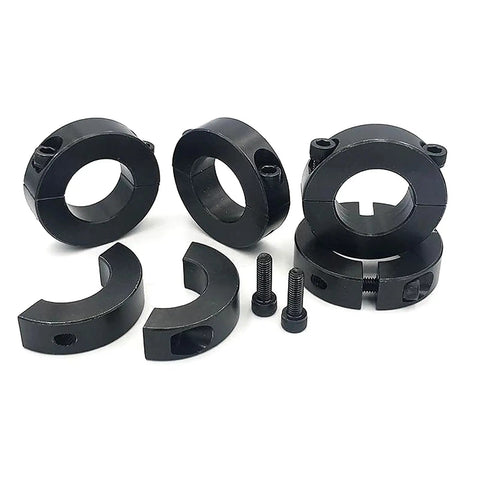 Heavy Duty Split Shaft Collar For 1 Inch Bore And 1.75 Inch OD, 1/2 Inch Thick, 1045 Steel With Black Oxide Finish on display