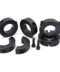 Heavy Duty Split Shaft Collar 7/8 Bore, 1-5/8 OD, 1/2 Thick, 1045 Carbon Steel, Black Oxide, H7 Tolerance, Locking Collar With Set Screw Clamp-On Stop For Linear Rails And Drill Stops, black split collar with screws