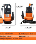 Kick Back While This Heavy Duty Submersible Sump Pump Handles Basement Water With An Automatic Float Switch And Dependable 0.5 Hp Motor For Steady Flow Rates, showcasing specs and dimensions.