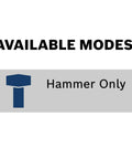 Built Tough SDS Max Corded Demolition Hammer Featuring Constant Response Circuitry Plus Heavy Duty Scaling Chisel Bit For Kickass Concrete Breaking And Smooth Tile Mortar Cleanup Rig with Hammer Only mode displayed.