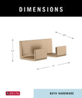 Double Towel Hook In Champagne Bronze Finish For Bathroom And Kitchen Durable Zinc Construction with dimensions shown