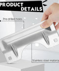 Close-up of Heavy Hitter Stainless Steel Door Strike Guards, sleek silver finish, showcasing pre-drilled holes for easy installation.