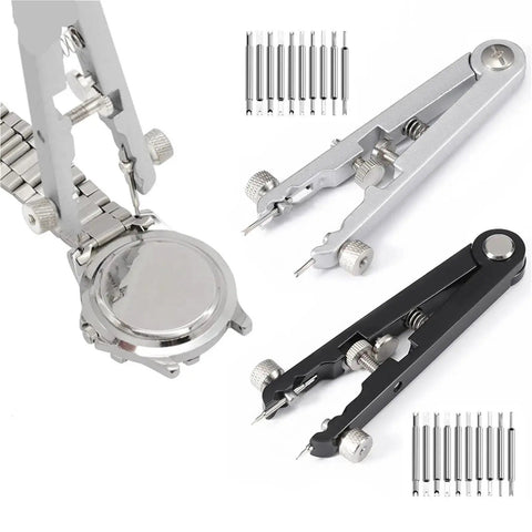 Watch Repair Kit 5 Piece Spring Bar Plier Set For Pin Removal And Band Replacement with stainless steel tools shown