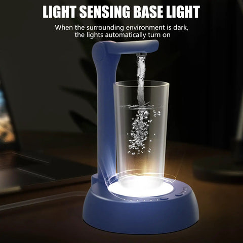 Electric Water Dispenser For 1 To 5 Gallon Bottles With Adjustable Stand, USB C Rechargeable, night mode feature, on desk