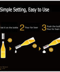 No Brainer Push Button Beer Foam Maker Creates Thick Frosty Heads Fast For Craft Ales And Cold Lagers Ideal For Backyard Cookouts Game Day Parties And Weekend Hangs Runs On Standard Aaa Batteries instructions diagram for use.