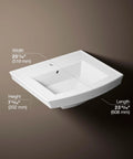 Dimensions of Archer Pedestal Bathroom Sink Basin With One Hole Faucet Drilling Sleek Vitreous China White 24 Inches Long By 20.5 Inches Wide