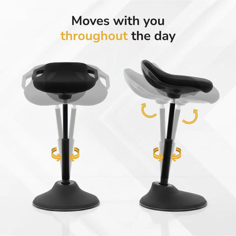 Comfy Ergonomic Sit Stand Stool For Standing Desk With Height Adjustment And 360 Degree Tilt in black