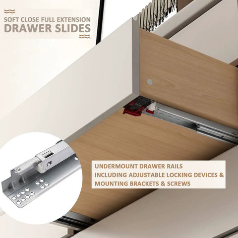 Heavy Duty 12 Pair 18 Inch Undermount Drawer Slides Boasting Smooth Soft Close Full Extension Cabinet Runners detailed view with brackets.