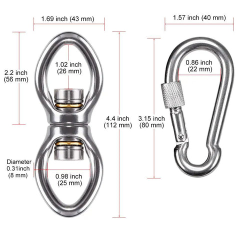 Silent Bearing Swing Swivel Hanger With 360 Degree Rotation stainless steel dimensions for aerial yoga and hammocks