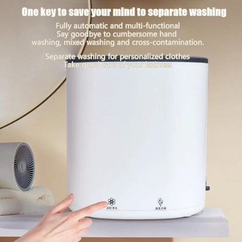 Portable 4.5L Mini Washer With 24W 12V Power, Compact Blue Light Spin Washer featuring auto-stop and one-touch start control