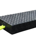 Super Stacker Cribbing Block 2 x 4 x 18 Inches Black Built Tough Steel Construction detail with yellow handle for vehicle lifts