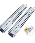 Heavy Duty Full Extension Drawer Slides With Lock 40 Inch 1 Pair Detachable Quick Release Latches visible with close-up insert