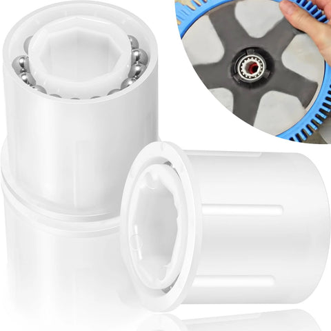 Front view of PVX976PK2 replacement wheel bearing kit, 2-pack with white plastic housings and ball bearings.