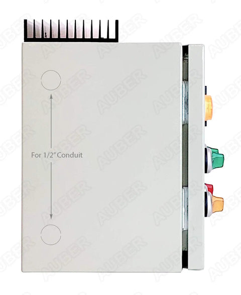 Heavy-Duty Powder Coating Oven Control Panel With Light And Fan Control 240V 30A 7200W Side View of Wall-Mount Enclosure