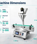 Desktop Automatic Powder Filling Machine With 15L Viewable Hopper And Precision 5 To 500 Milliliter Auger Filler dimensions and specifications