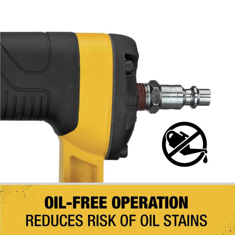 Image of 23 Gauge Pin Nailer for Finishing and Trim highlighting oil-free operation and reducing oil stain risk.