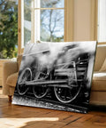 Train Locomotive Wall Art Poster Black And White Running Gear Wheel Canvas Print Unframed 8x12 Inch Modern Home Decor