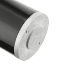 Close-up of the DC 24V 80W Worm Gear Motor With High Torque 4Nm 160RPM Right Angle Reversible Gearbox, metal end cap detail