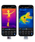Android Thermal Camera With 512x384 IR Resolution, Pro Grade Thermal Imager For Android Phones, shown with heat signatures on screen