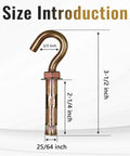 Concrete Wall Hooks Set Of Four With Expansion Anchor And Eye Bolt Heavy Duty Open Cup Hooks Size Illustration