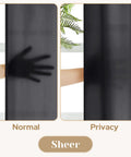 Comparison showing light filtering of Black Halloween Privacy Curtains Two Panels 52 By 72 Inches Light Filtering Window Drapes