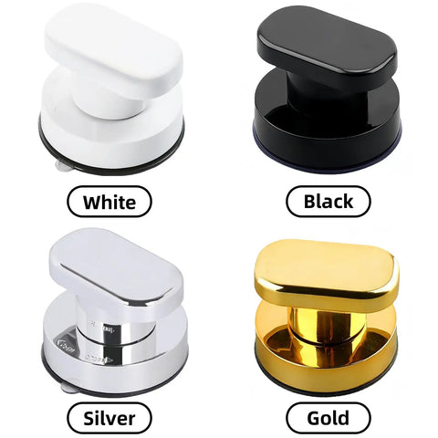 Heavy Duty Suction Cup Handles 2 Pack Vacuum Glass Door Knobs With Killer Grip Strength in silver, black, white, gold finishes.