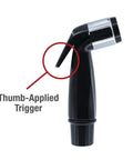 Built Tough Replacement Kitchen Faucet Spray Hose with thumb-applied trigger for easy use, black color, detailed view.