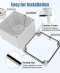 IP67 Waterproof Junction Box With Transparent Cover For Outdoor DIY Projects Dustproof Electrical Enclosure Gray 4.9x4.9x3.9In showing details like captive screws and potting seal