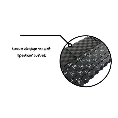 Wave foam panel design to suit speaker curves for the Boost Your Stereo Game With This Sick Car Soundproofing Kit.