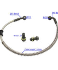 Heavy Duty Stainless Braided Hydraulic Brake Hose Line 550mm 21.6 Inches With M10 Banjo Bolts Two Angles 28 Degree And 90 Degree