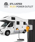 Outdoor NEMA 14-50R 50 Amp RV Power Outlet Box 125/250V Weatherproof And Dustproof ETL Listed powering an RV