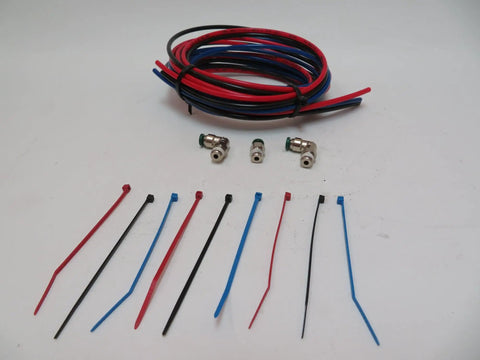 Top Grade USA Assembled Transmission Air Line Kit For Mack Trucks Featuring Three 10 Foot Colored Hoses And Swivel Push In Fittings, red blue black lines