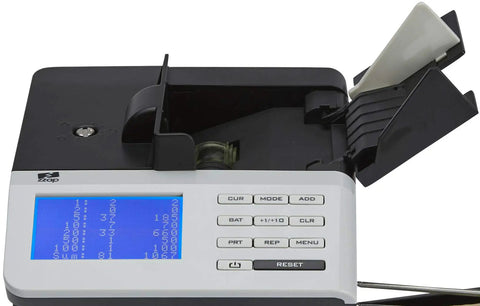 New 2024 Mixed Denomination Money Counter And Counterfeit Detector For Eight Currencies Reads Any Orientation Totals Value And Per Denomination Counts Fast And Accurate Cash Machine For Banks And Biz with LCD display