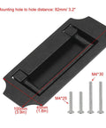 Hidden Ring Pull Drawer Handle Set 2 Pcs Zinc Alloy Flush Mount Cabinet Handles With 82mm Hole Spacing 100x45mm Black