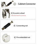Durable Cam Lock Furniture Kit With Screws And Nuts, 100-Piece 3 In 1 Connecting Set With Dowels, 40mm Dowel Fit, Rust Resistant