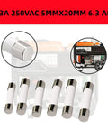 Generator Fuse Replacements 6.3A 250VAC 5x20mm 6 Pack for 10000005117 Model Reliable Power Protection shown with generator
