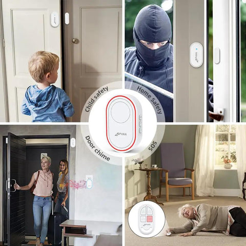 Smart Door Chime And Window Alarm Sensor With App Alerts, Remote Control, 2.4GHz WiFi Base Station Siren, Alexa Compatible Kit for safety