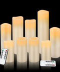 Ivory Flameless Wax Pillar Candles Set Of 9 LED Battery Operated Pillars Ranging 4 5 6 7 8 9 Inches With Remote And 24 Hour Cycling Timer