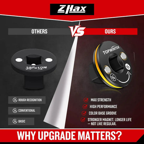 Comparison of low-profile three eighths inch female to one half inch male impact socket adapter for tight spaces with features listed