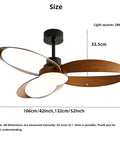 YPDJVLTI Ceiling Fans Lights 42-52Inch Ceiling Lamp showing size measurements and design with wooden blades and light fixture.