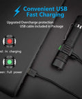 Rechargeable 2000 Lumen LED Tactical Flashlight With Zoomable Beam IPX6 Waterproof charging via USB cable with laptop