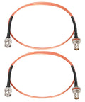 Two Pack 2 Ft 50 Ohm BNC Cable RG316 Coax, Male To Bulkhead Female for wireless systems, shown coiled with connectors visible.