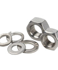 All In One 304 Stainless Steel Hex Nut Kit With Flat Washers And Lock Spring Washers For DIY Repairs And Furniture Maintenance